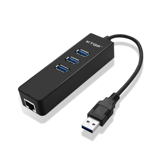 ® CU008-VT 3-Port Portable USB 3.0 Hub plus Gigabit Ethernet - Built-In Cable