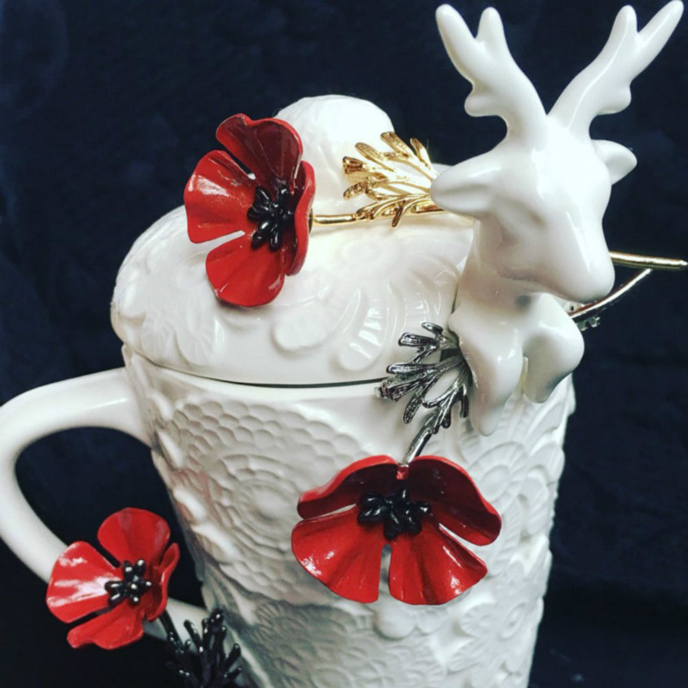 Poppy Flower Brooch Pin Vintage Women Men Collar Accessory Breastpin Jewelry