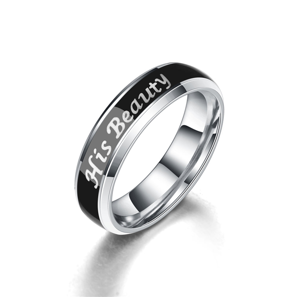Her Beast His Beauty Titanium Steel Color Changing Jewelry Finger Couple Ring