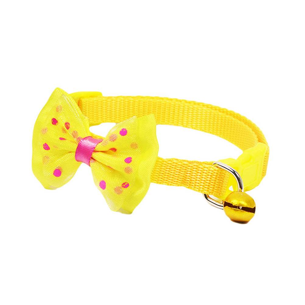 Cute Pet Cat Dog Puppy Adjustable Bowknot Bell Collar Party Necklace Neck Strap