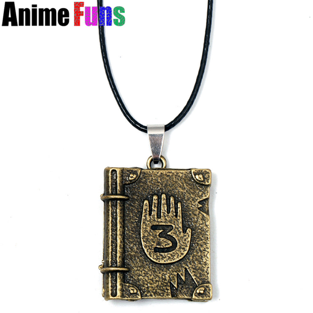 Anime Gravity Falls Journal 3 Dipper Diary Logo Pendant Choker Necklace for women man children Charm Gift