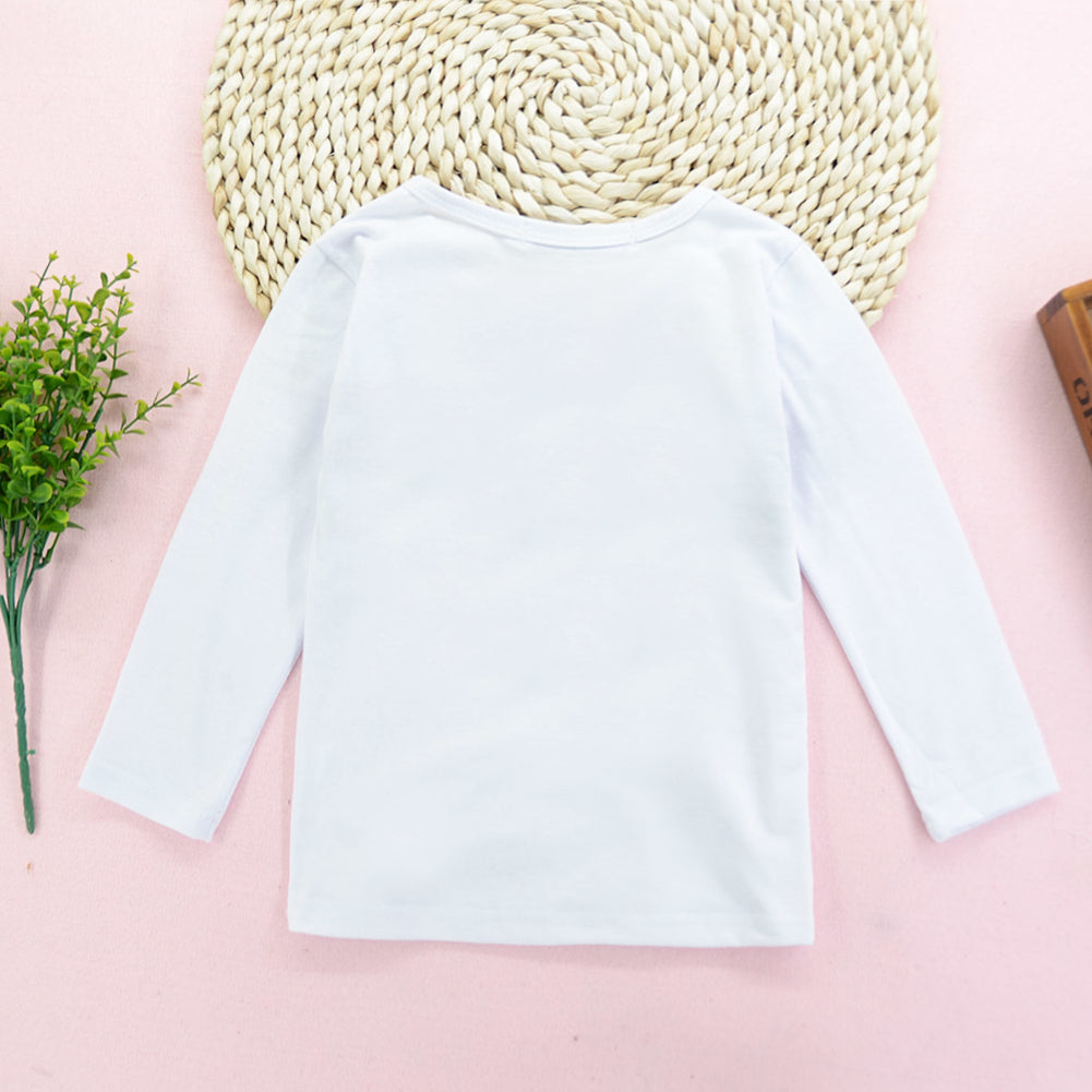 Kid Girls Fashion Spring Love Flowers Printed Long Sleeve Shirt Skirt Outfits