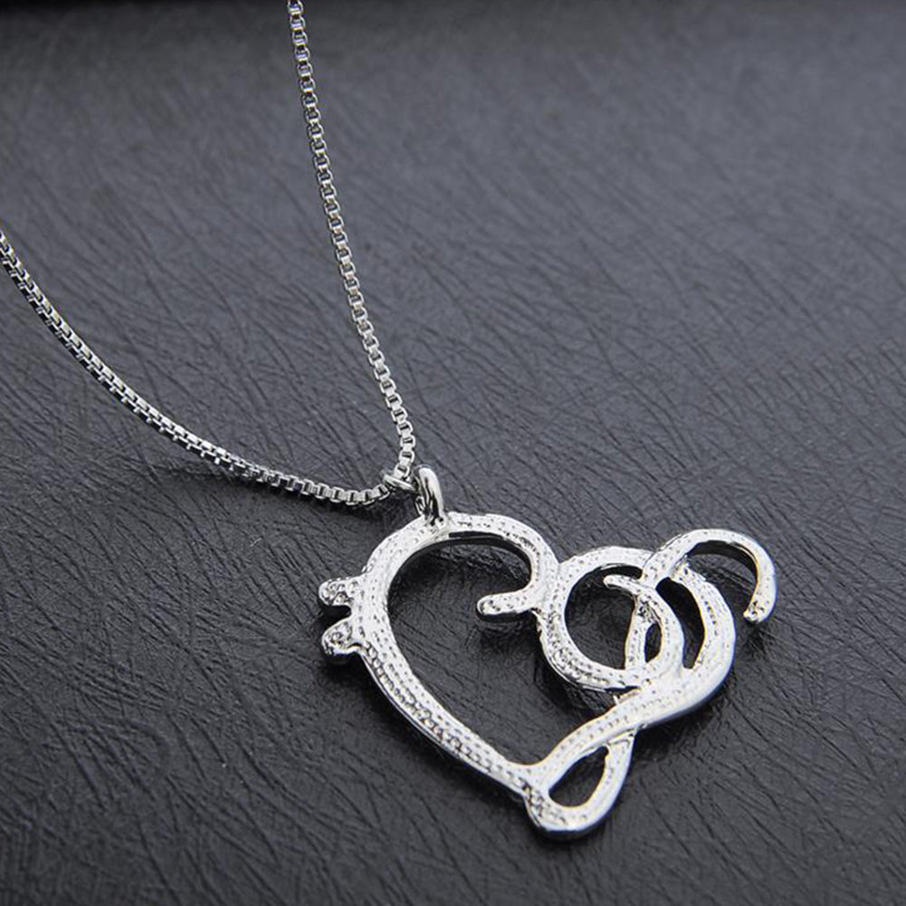 Fashion Women Simple Musical Note Heart Pendant Box Chain Necklace Jewelry Gift