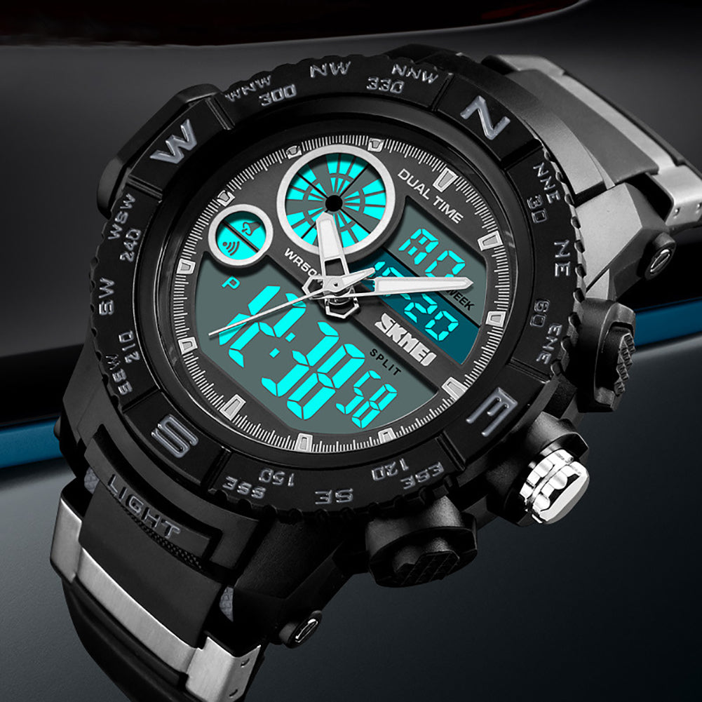 Fashion Sports Waterproof Dual Time Digital Analog Luminous Wrist Watch Gift
