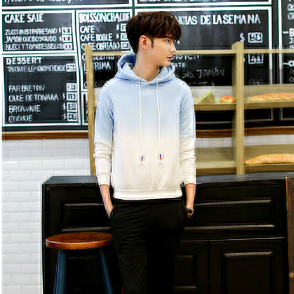 Unisex Fashion Long Sleeve Sweet Casual Gradient Color Pullover Hooded Hoodie