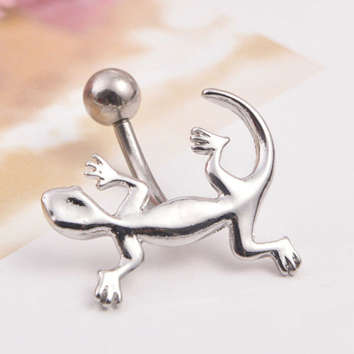 14G Sexy Lizard Rhinestone Dangle Navel Belly Barbell Bar Button Ring Piercing