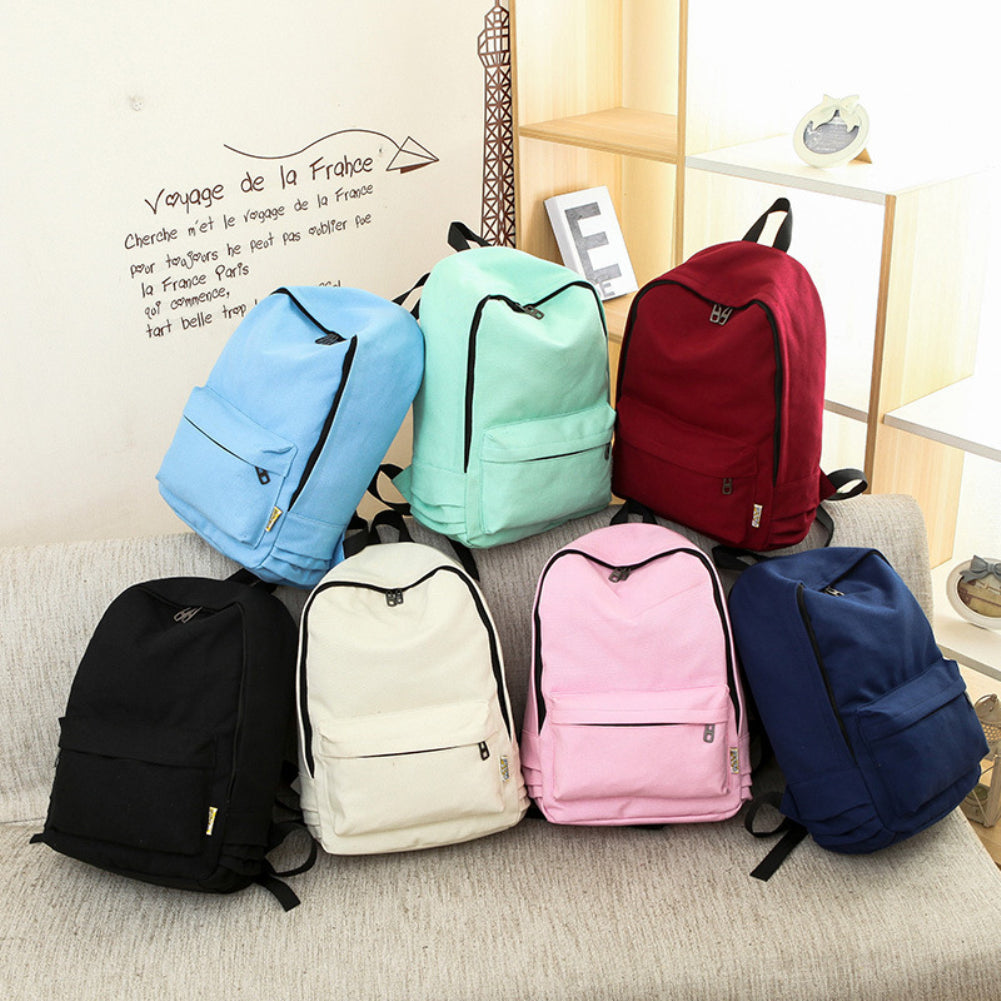 Simple Canvas Students Women Girl Backpack Rucksack School Shoulder Bag Bookbag