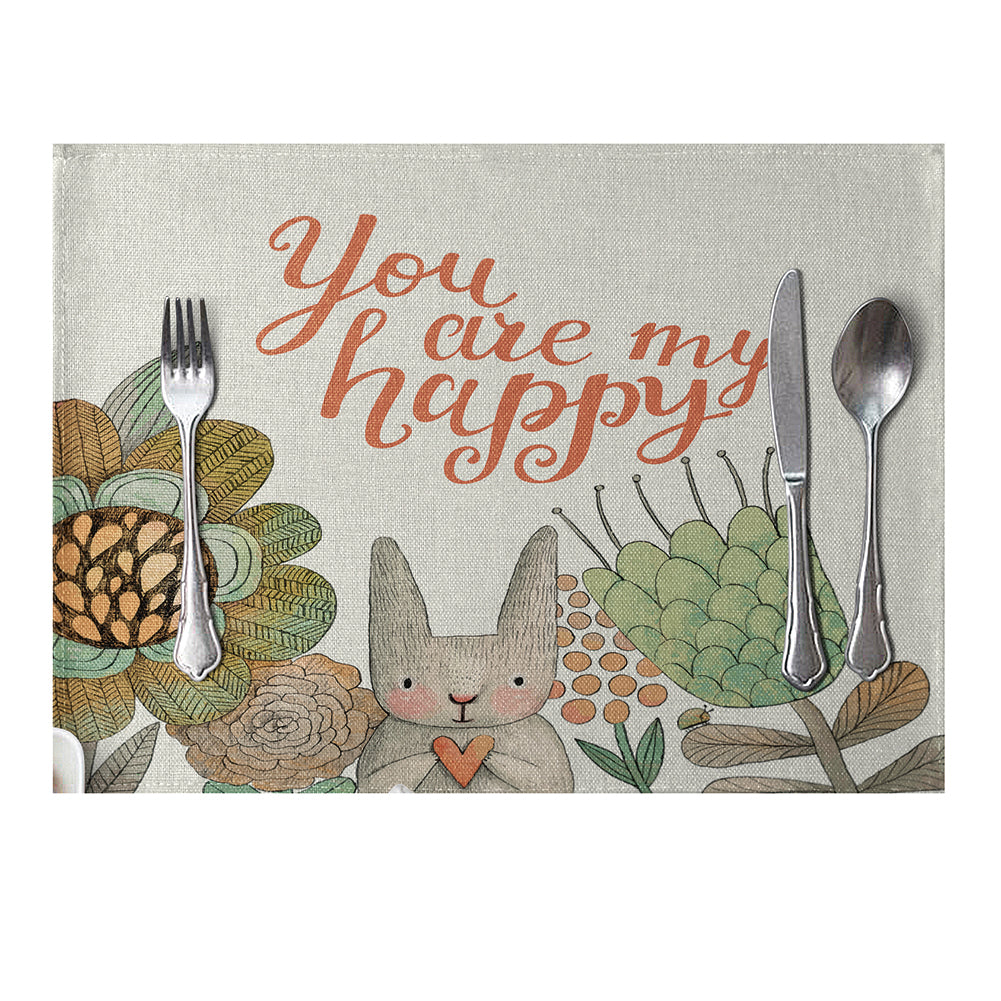 Rectangle Cartoon Animal Printed Heat Insulation Placemat Home Tablewear Pad