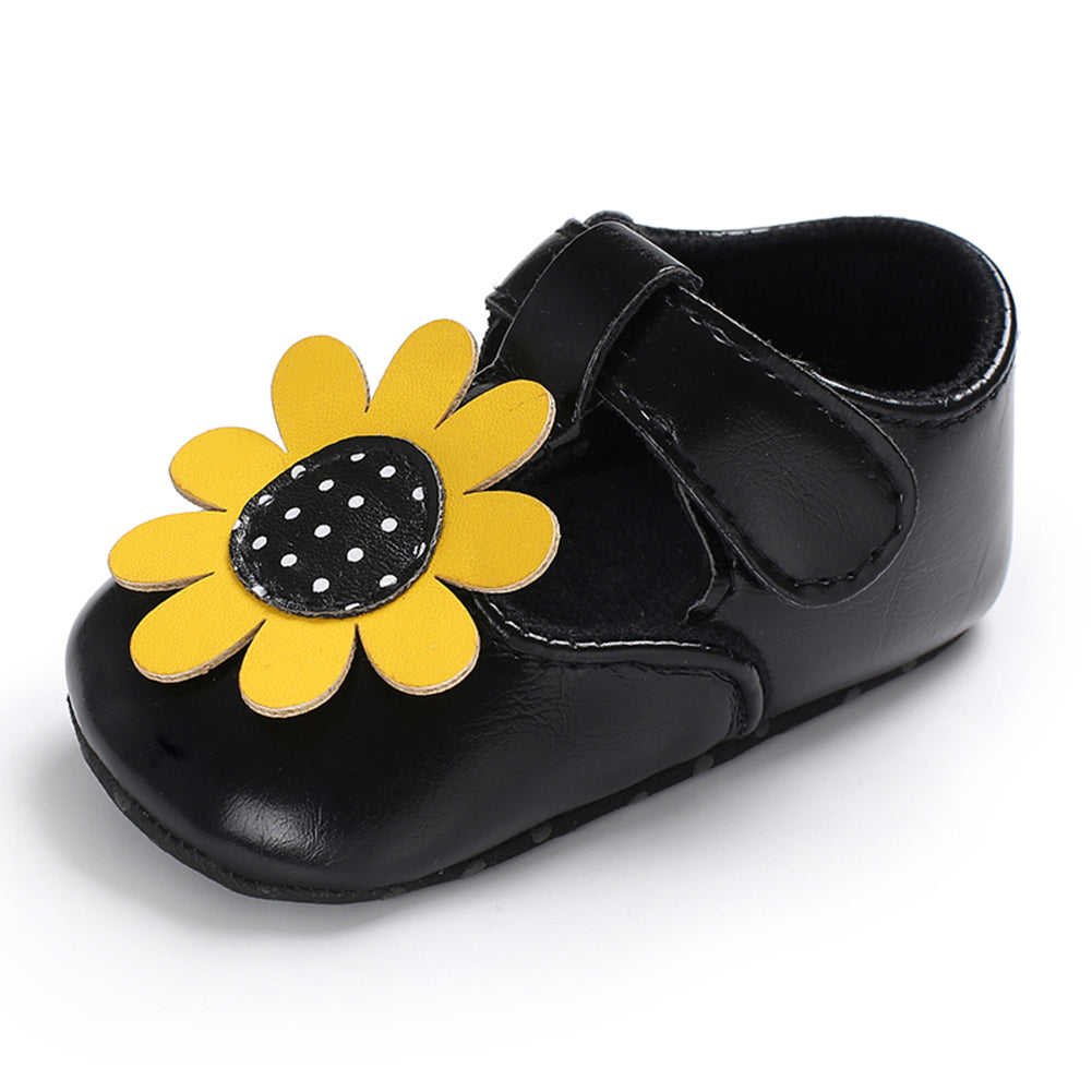 Toddler Baby Girl Flower Faux Leather Prewalker Soft Sole Fashion Princess Shoes