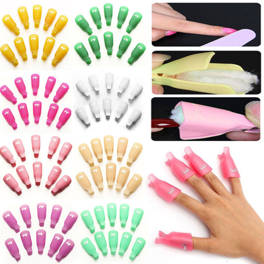 10Pcs Plastic Nail Soak Off UV Gel Art Polish Remover Wrap Gelish Clip Caps