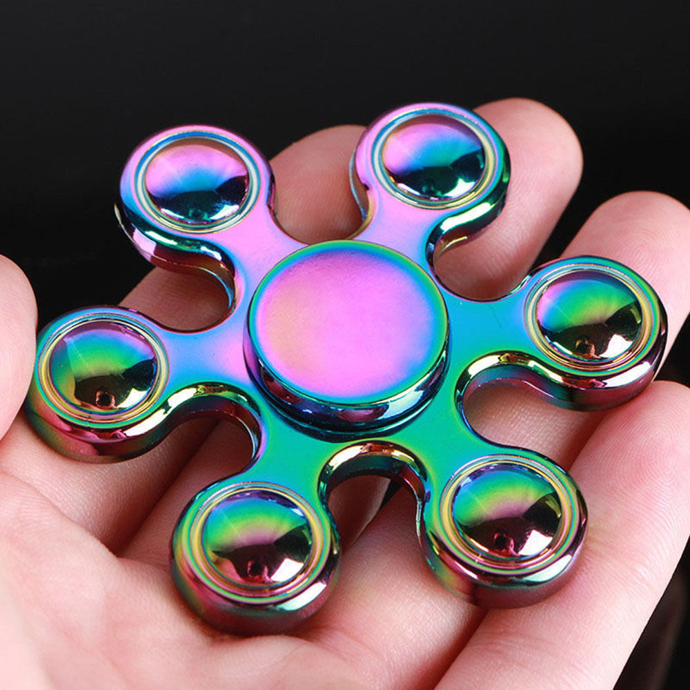 Colorful Six bead Hand spinners Metal Fidget Spinner For Autism and ADHD Kids Spiner Tri Finger Toy Fidget stress