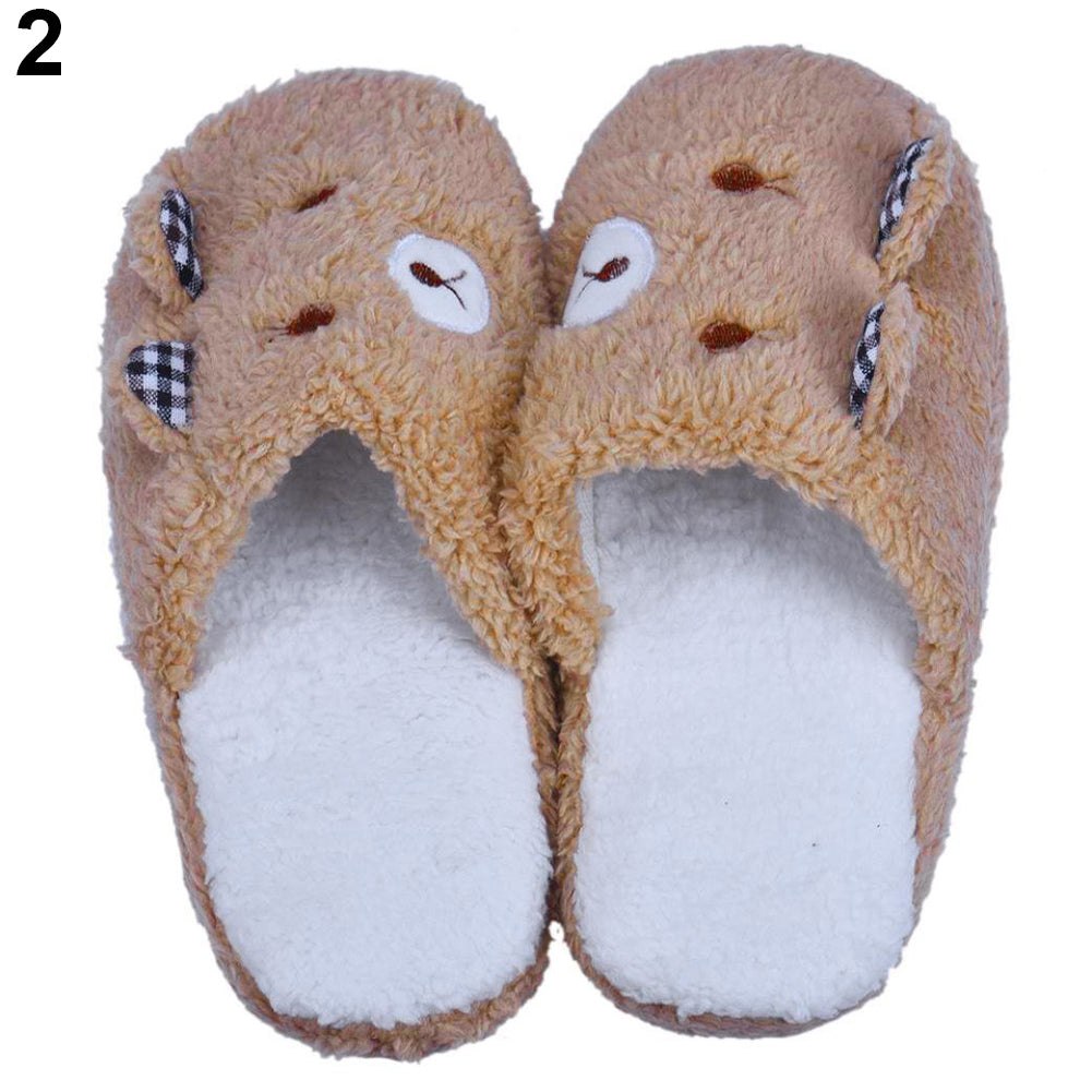 Women Lovely Bear Pattern Soft Sole Cotton-padded Slippers Winter Indoor Shoes