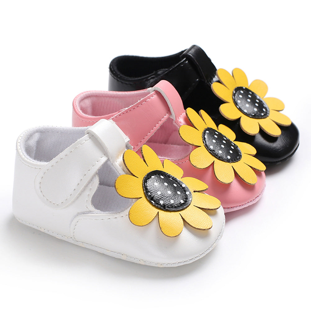Toddler Baby Girl Flower Faux Leather Prewalker Soft Sole Fashion Princess Shoes