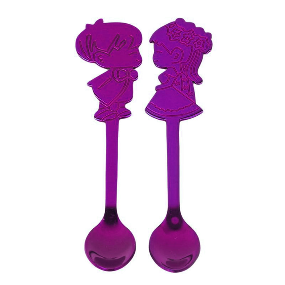 A Pair of Boy and Girl Stainless Steel Coffee Tea Cup Mixing Spoon Drinks Decor