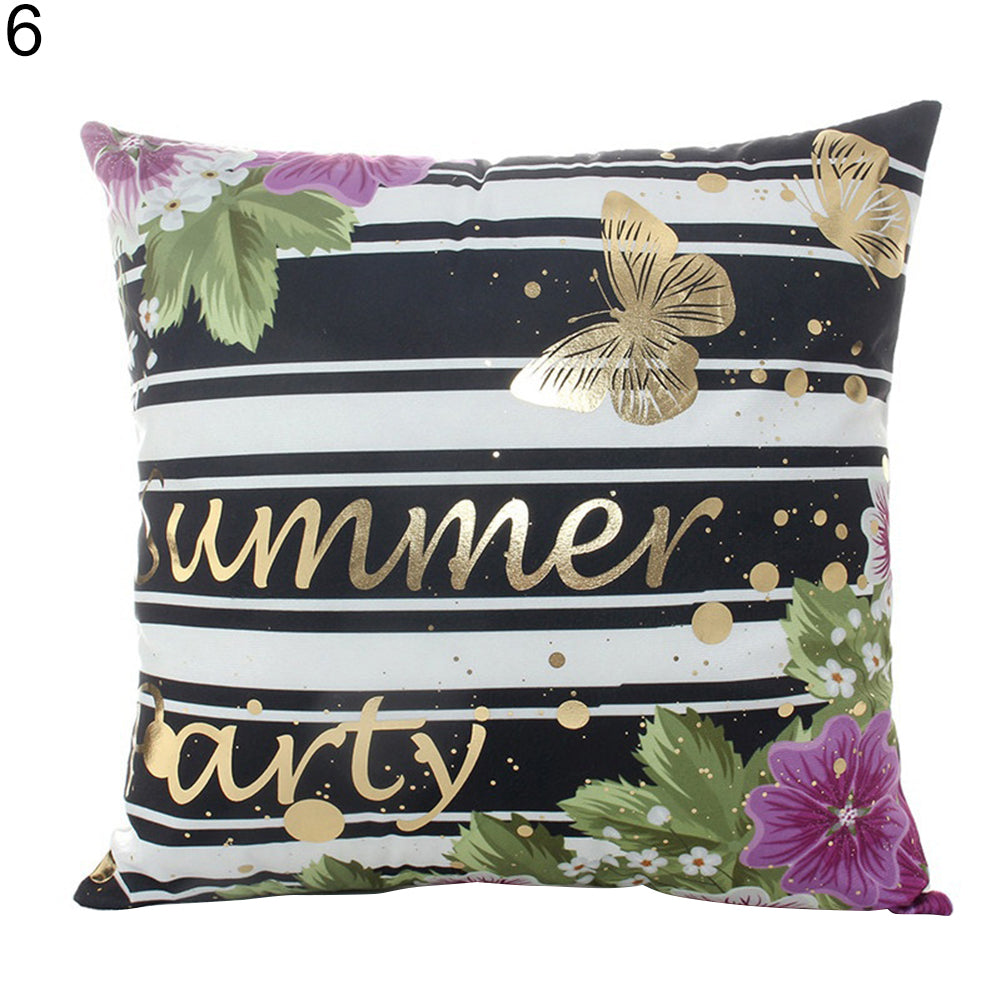 Floral Shining Gilding Pattern Print Pillow Cushion Cover Case Car Home Decor
