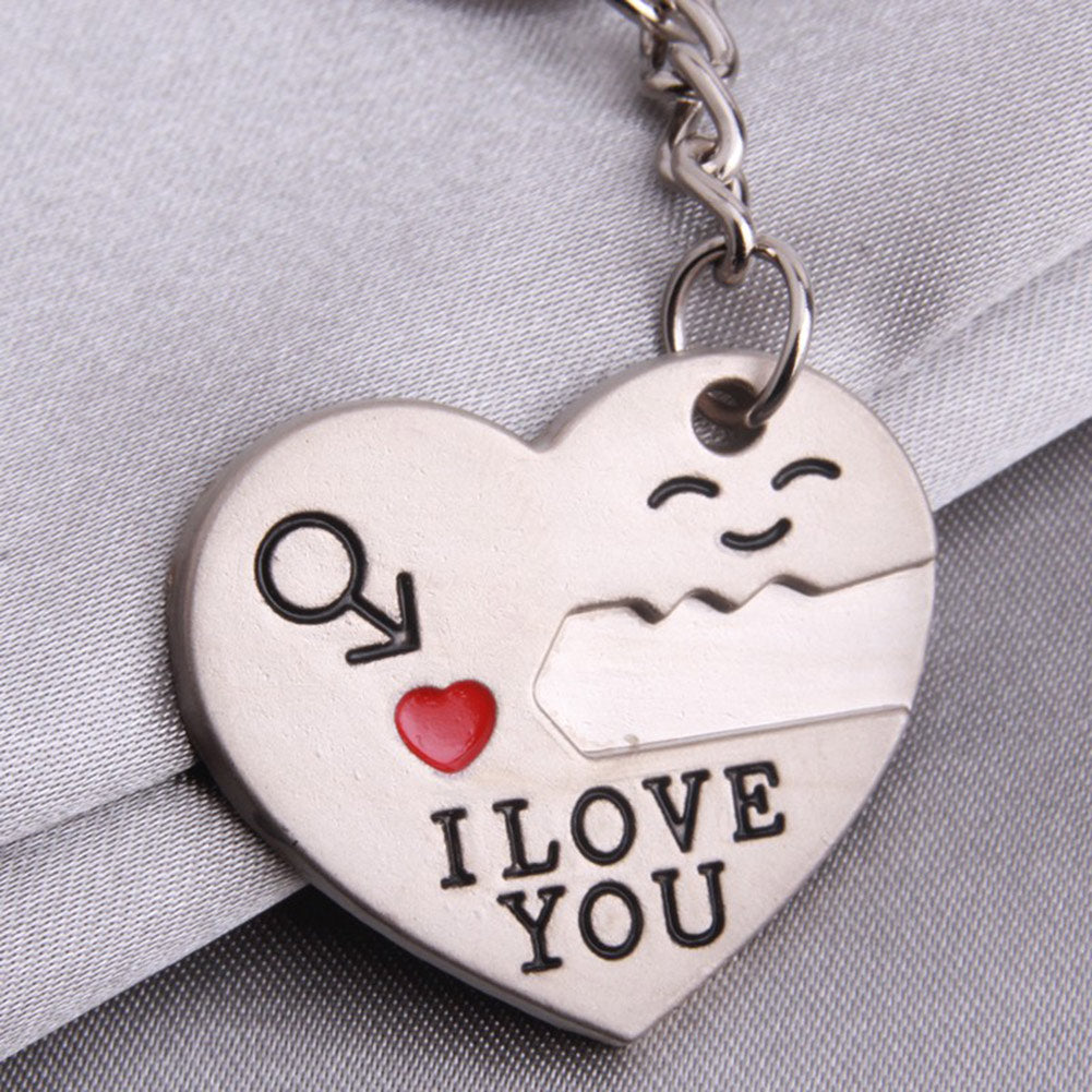 Romantic Couple Keychain Keyring Keyfob Valentine's Day Lover Gift Heart Key Set