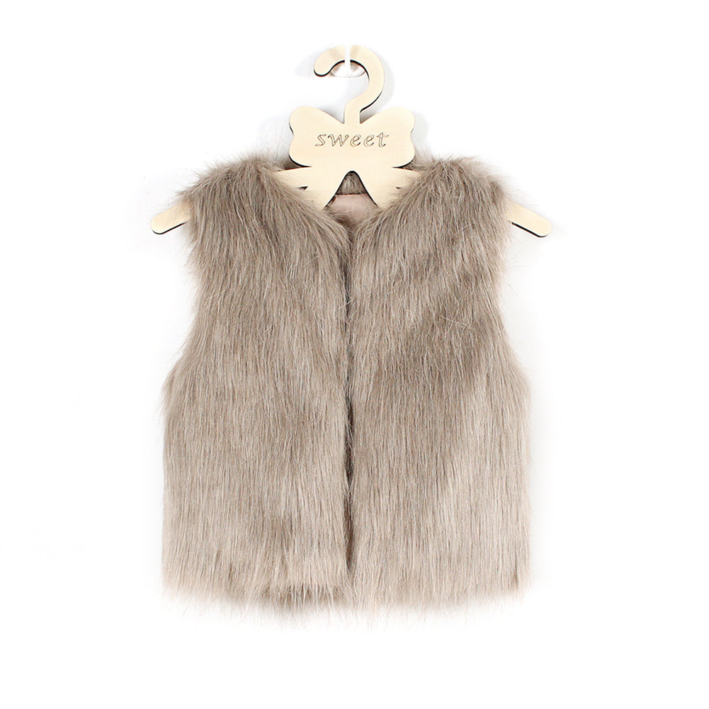 Children Kids Unisex Sleeveless Vest Winter Outwear Coat Faux Fur Baby Jacket