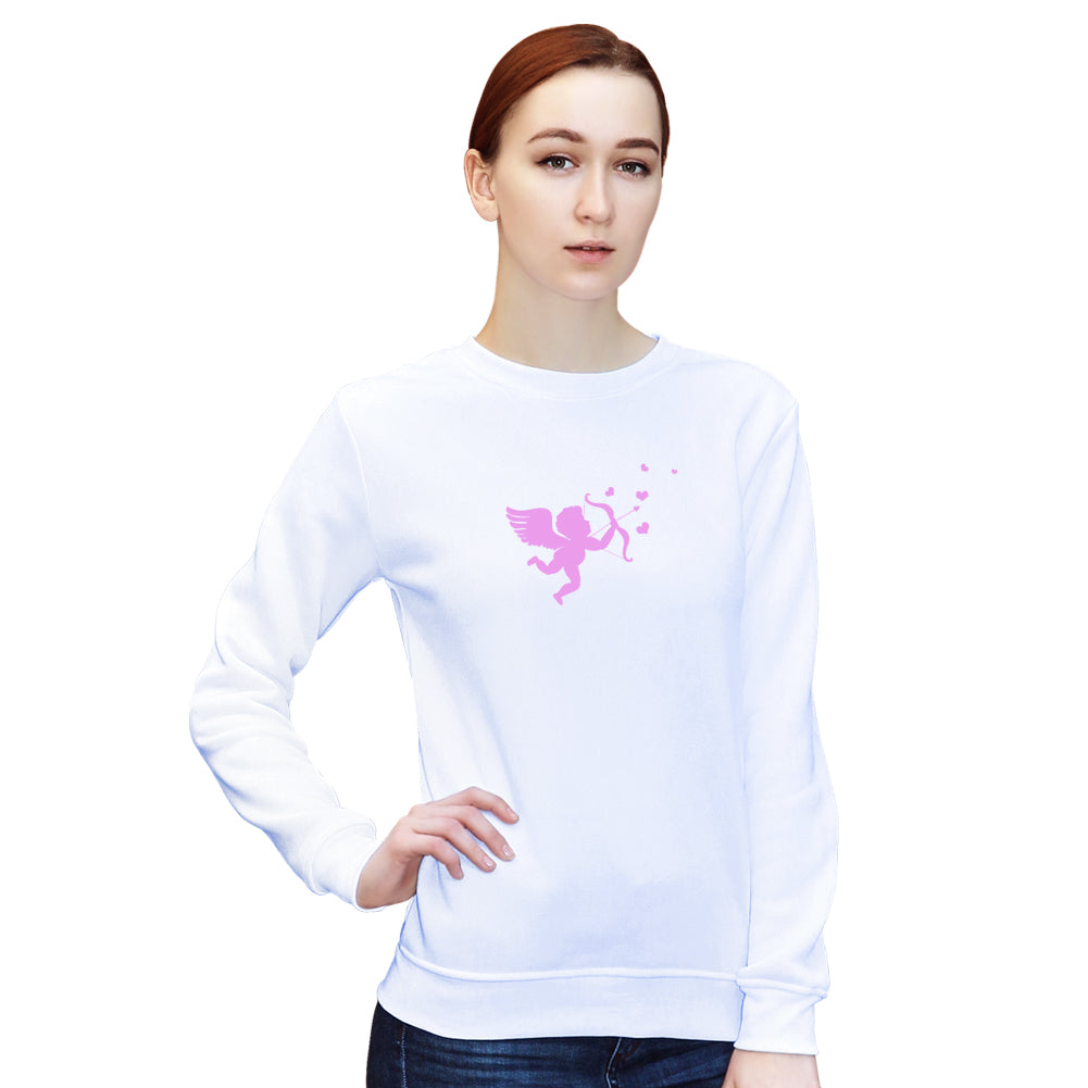 Cupid Pattern Women Men Warm Pullover Crew Neck Long Sleeve Sweatshirt Top