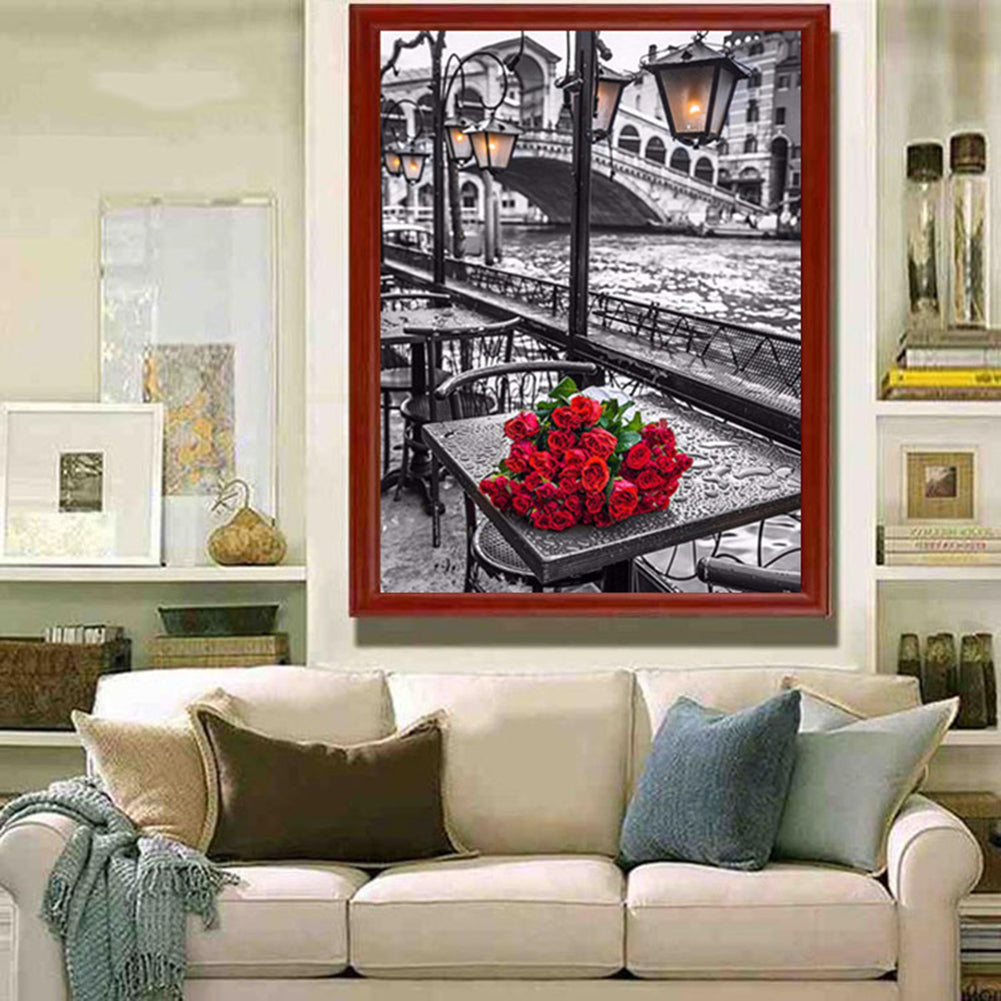 5D DIY Diamond Painting Rose Flower Landscape Wall Art Gift Home Wedding Decor