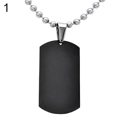 Men's Women's Punk Fashion 316L Stainless Steel Polished Rectangular Dog Tag Necklace