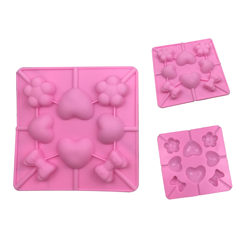 Heart Bowknot Flower DIY Lollipop Chocolate Candy Ice Lolly Silicone Baking Mold