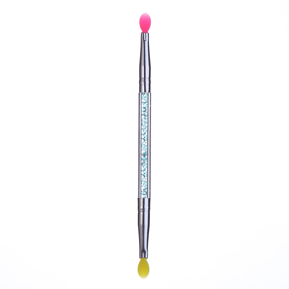 Double Ended Silicone Head Rhinestone Eyeshadow Eyebrow Lip Makeup Brush Tool
