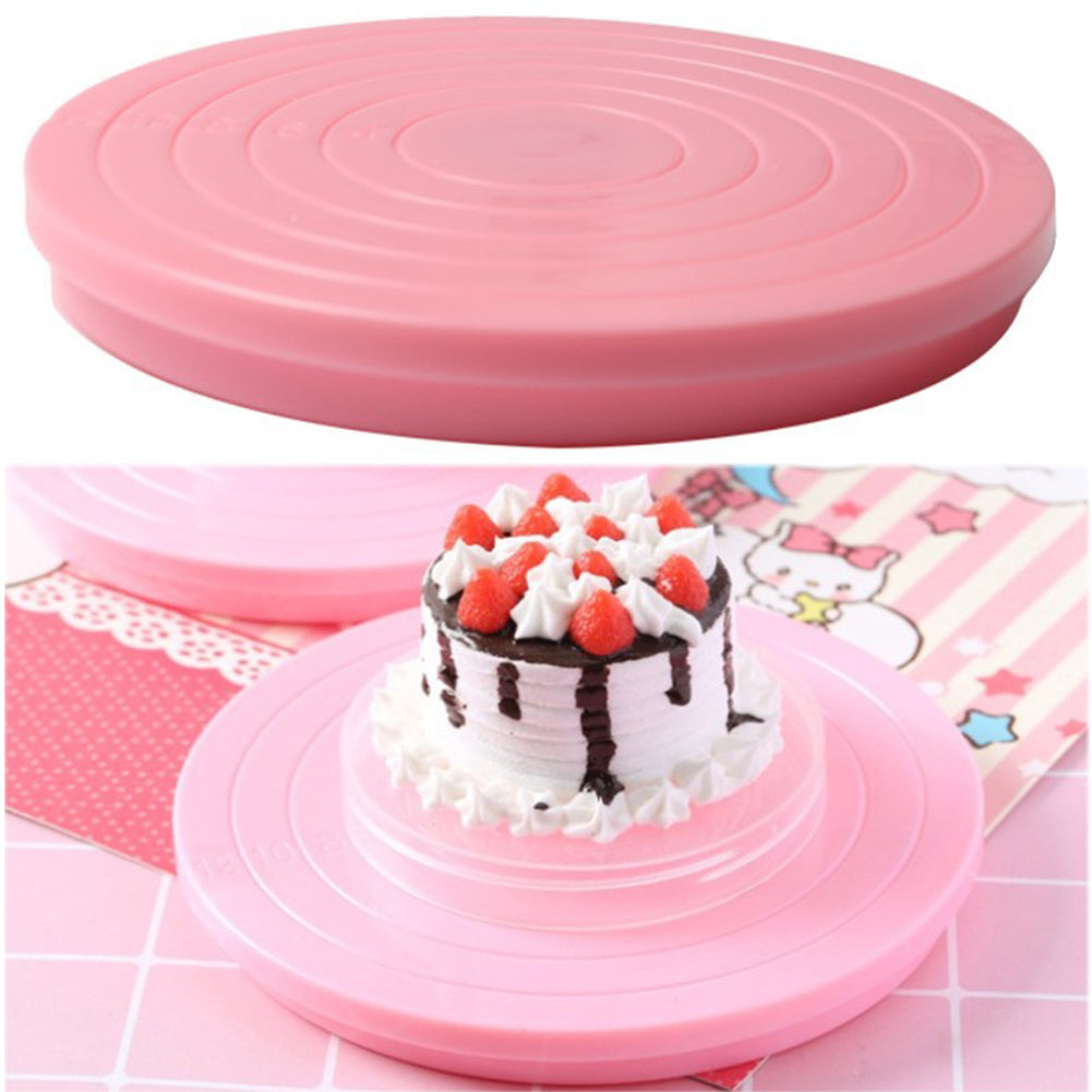 14cm Round Food-grade Plastic Rotating Cake Turntable Stand Baking Decor Plate