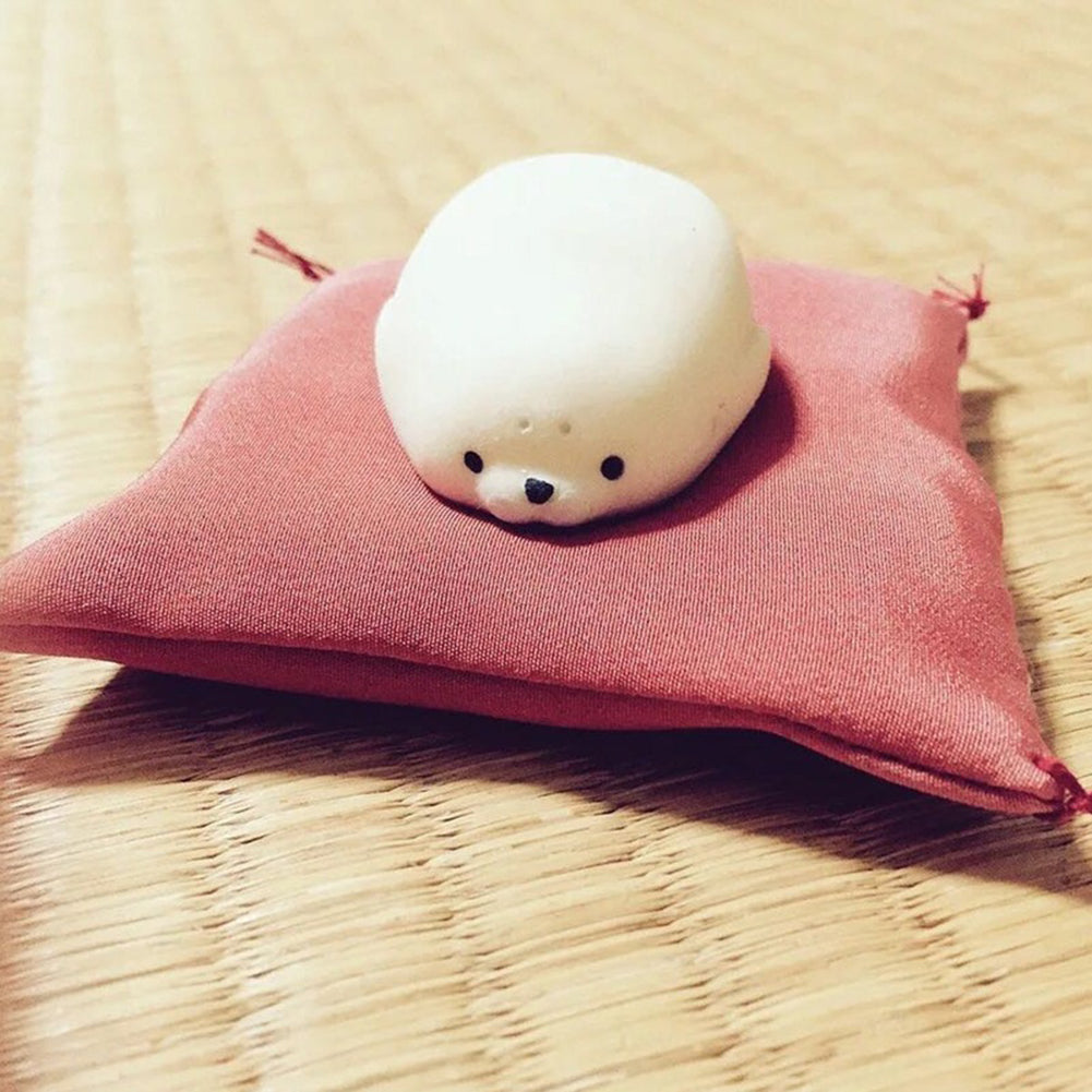 Cute Soft White Seal Stress Relieve Squishy Squeeze Healing Toy Adult Kids Gift