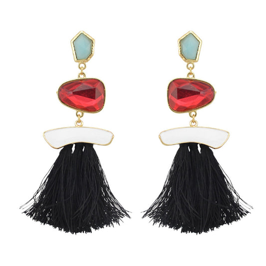 3 Colors Fashion Luxury Crystal Rhinestone Charm Drop Stud Tassel Earring for Women JewelryE-4186