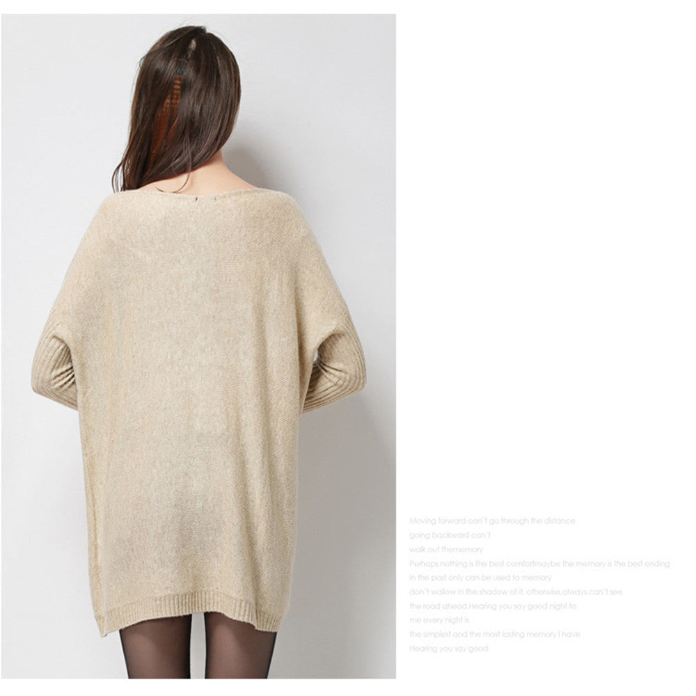 Fashion women's sweater long design top dress High quality loose basic sweater women cartoon print pullover HX06