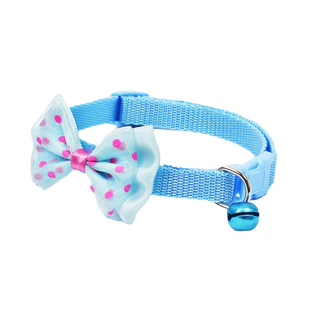 Cute Pet Cat Dog Puppy Adjustable Bowknot Bell Collar Party Necklace Neck Strap