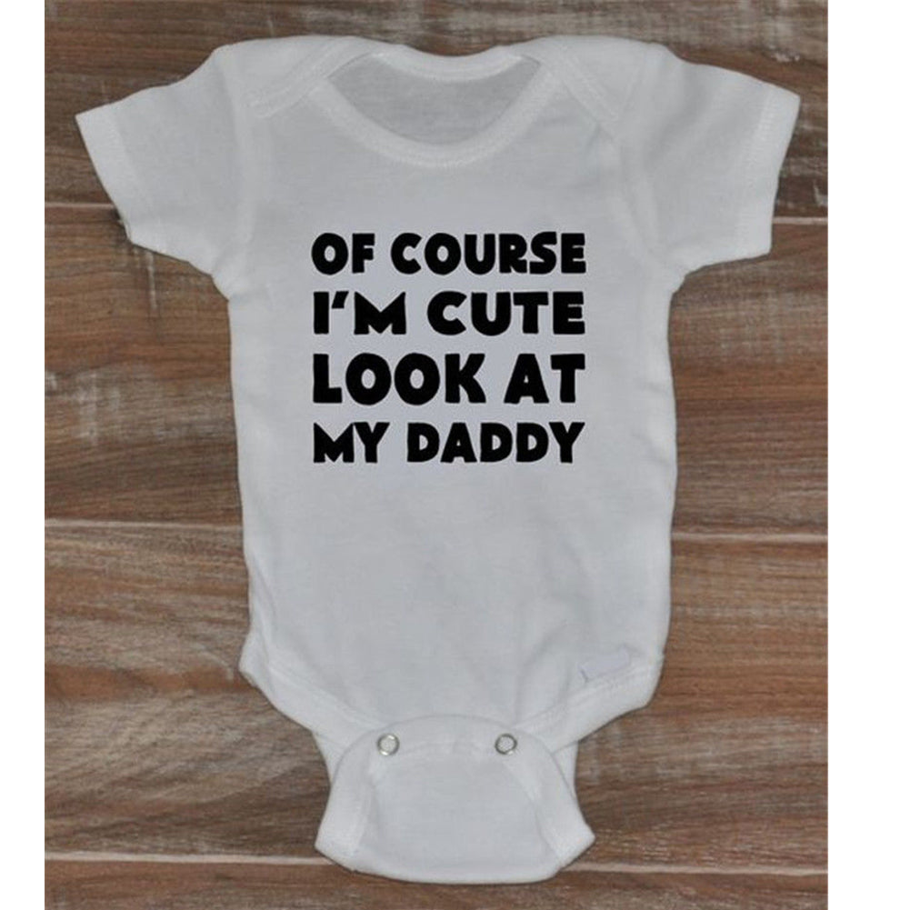 Newborn Infant Baby Girl Boys Romper Letter Print Short Sleeve Bodysuit Outfit