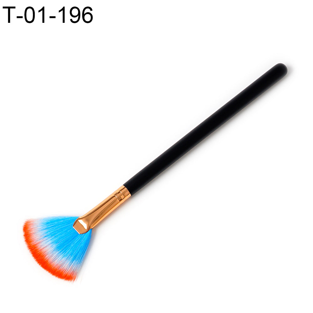 Portable Fan Shape Wood Handle Brush Powder Foundation Women Beauty Makeup Tool