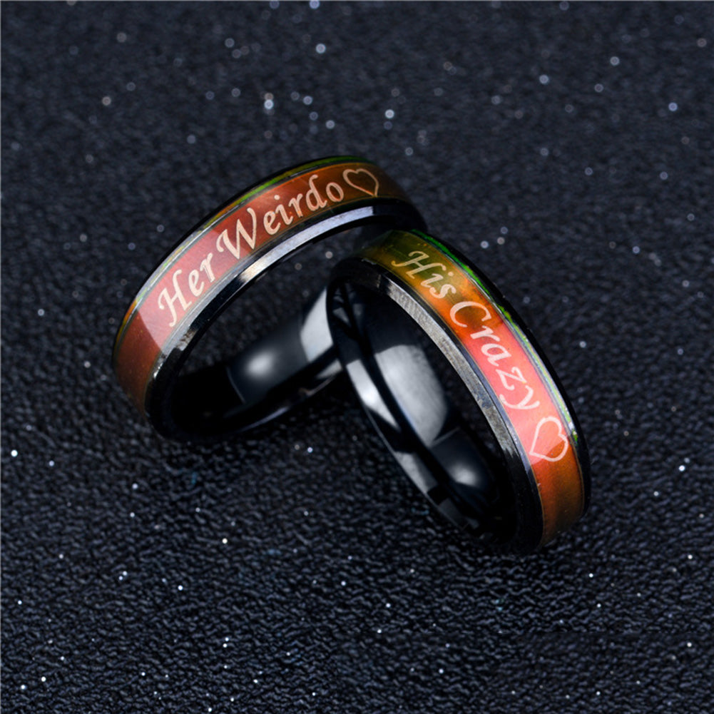 His Crazy Her Weirdo Color Changing Titanium Couple Rings Jewelry Ornament Gift