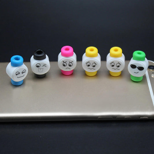 Cute Cartoon Expression Charging Data Cable Silicone Protection Cover Protector