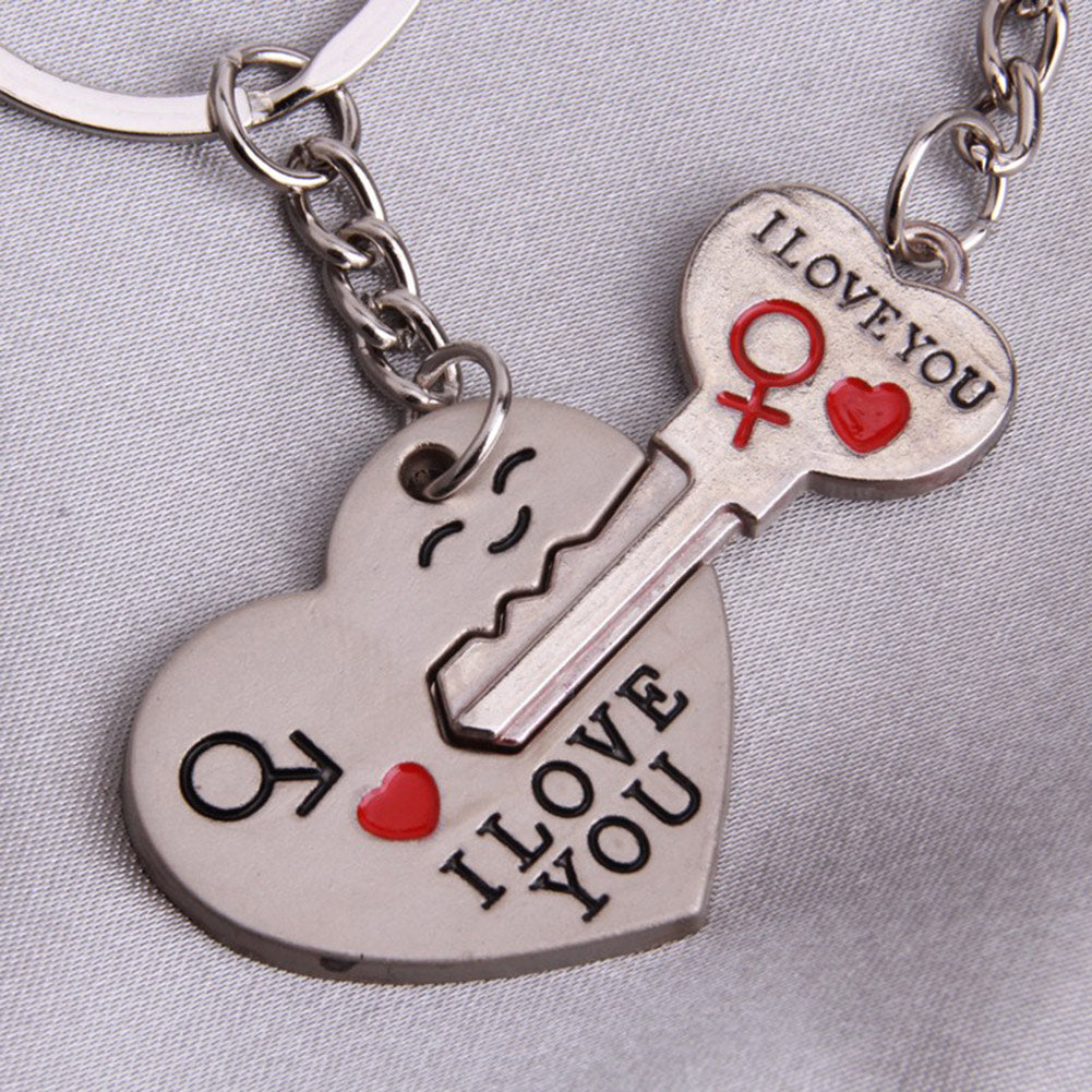 Romantic Couple Keychain Keyring Keyfob Valentine's Day Lover Gift Heart Key Set