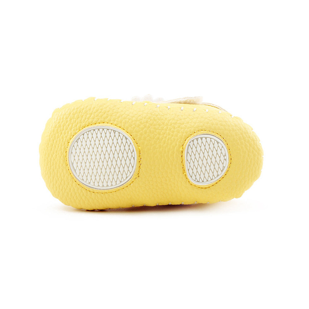 Two Colors Patchwork Bow PU Leather Hook  Loop Shallow Infant Toddlers Baby Girl Shoes For 0-18 Months