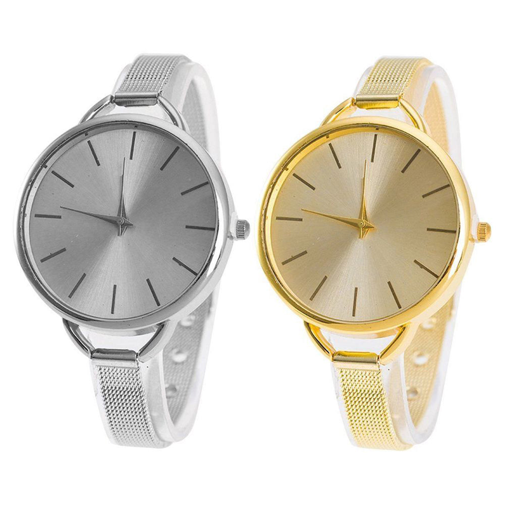 Luxury Women Slim Mesh Band Stainless Steel Quartz Analog Dress Wrist Watch
