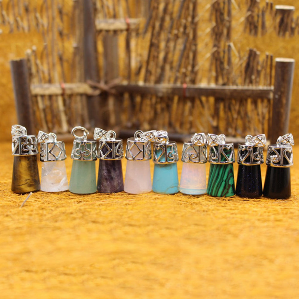 Vintage Cylinder Crystal Faux Gemstones Pendant for Necklace DIY Jewelry Making