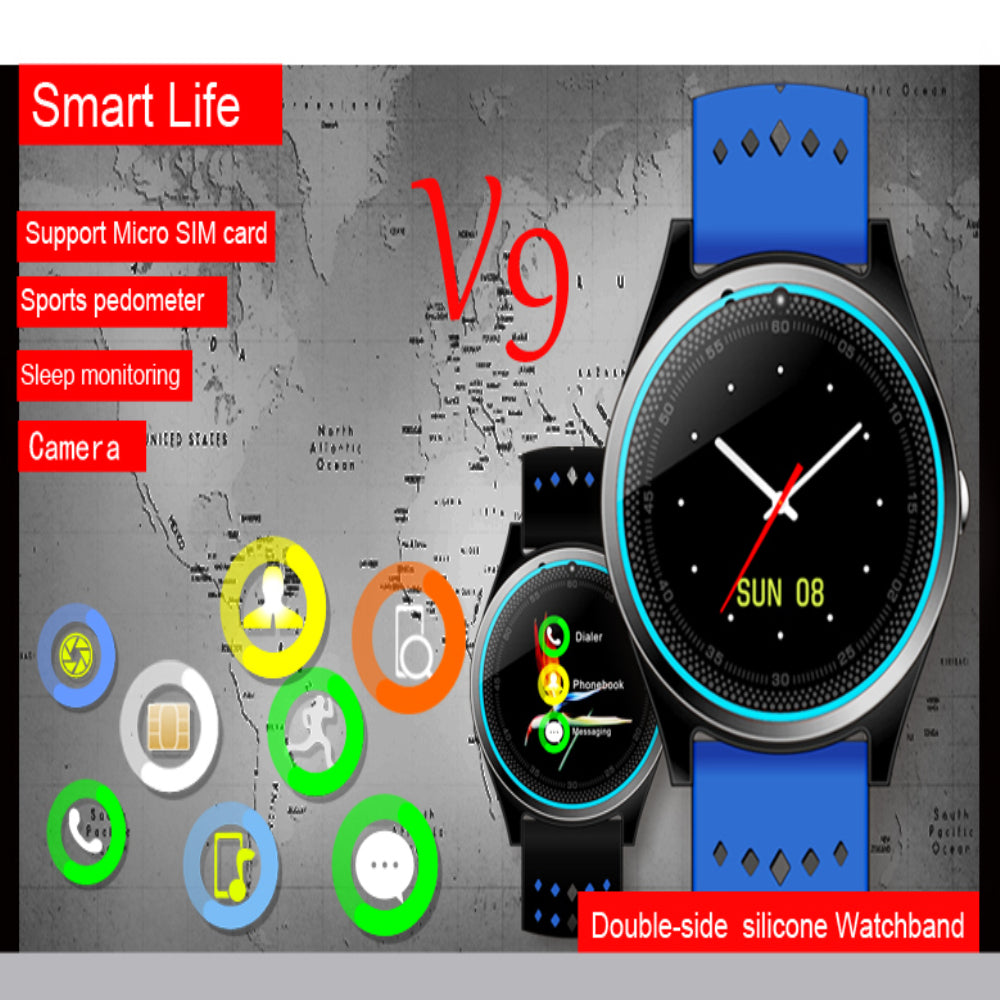 Bluetooth Smart Watch V9 With Camera Smartwatch Pedometer Health Sport MP3 Clock Hours Men Women Smartwatch For Android