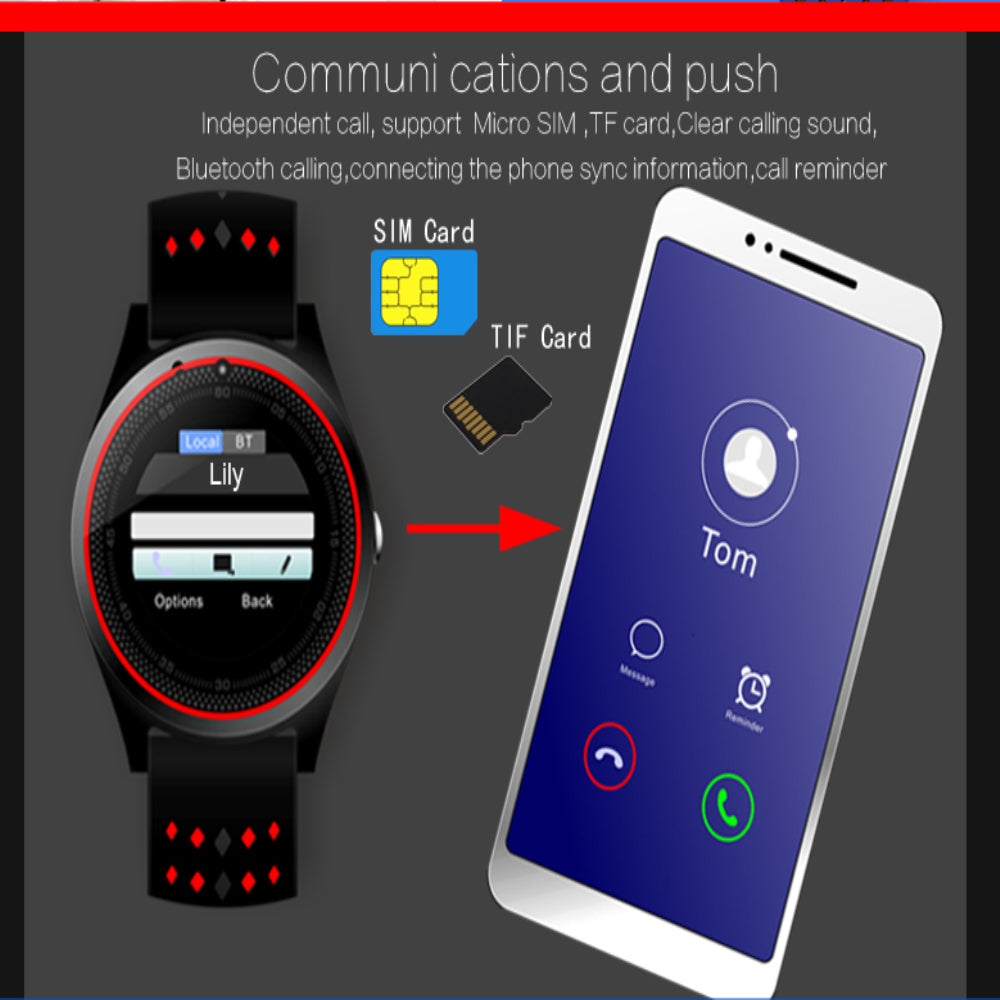 Bluetooth Smart Watch V9 With Camera Smartwatch Pedometer Health Sport MP3 Clock Hours Men Women Smartwatch For Android