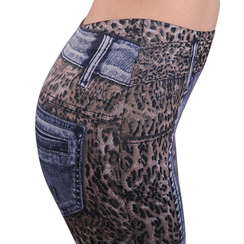 Fashion Women Ladies' Pants Leopard Slim Fit Pencil Jeans Casual Trousers