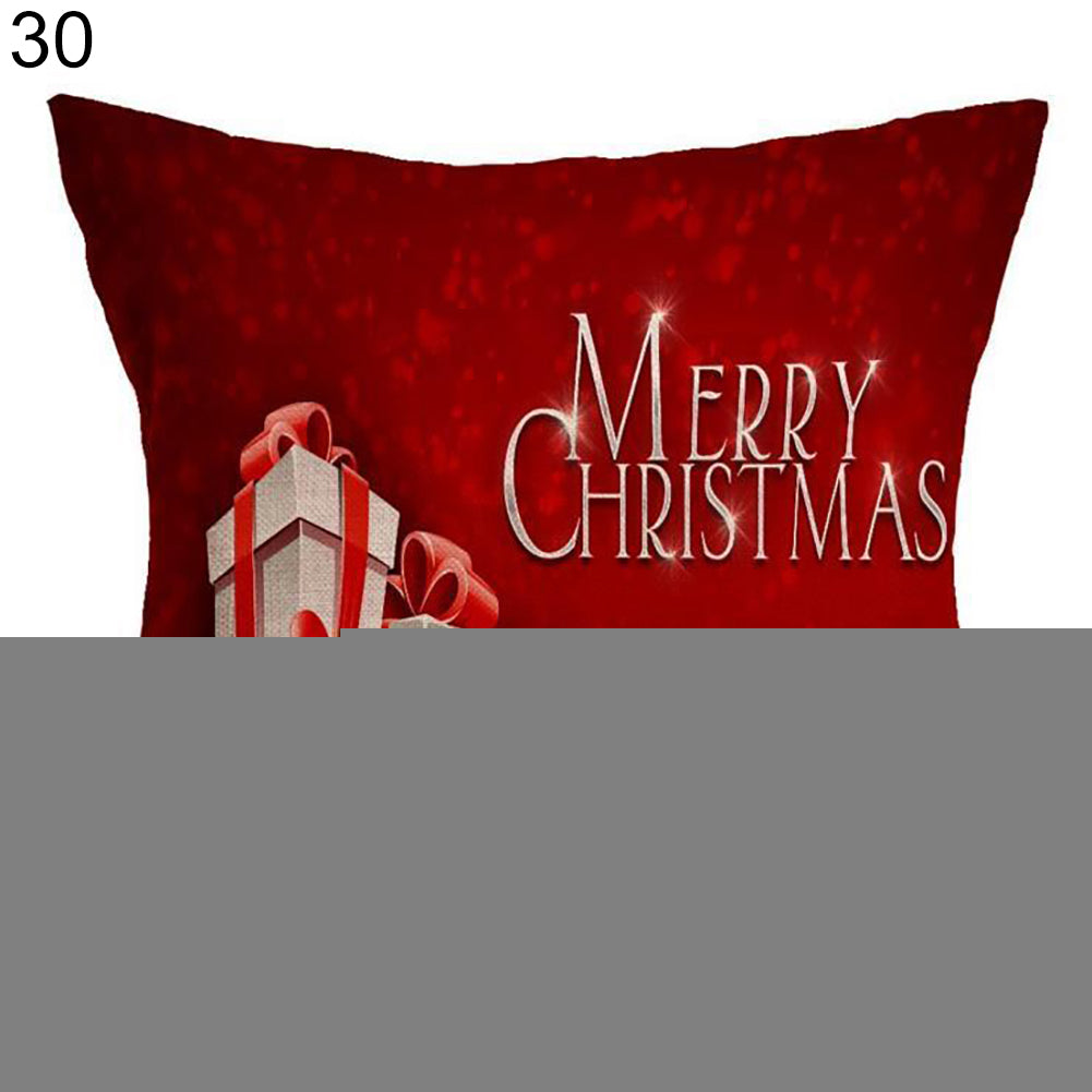 Christmas Santa Claus Deer Print Cushion Cover Pillow Case Square Car Home Decor