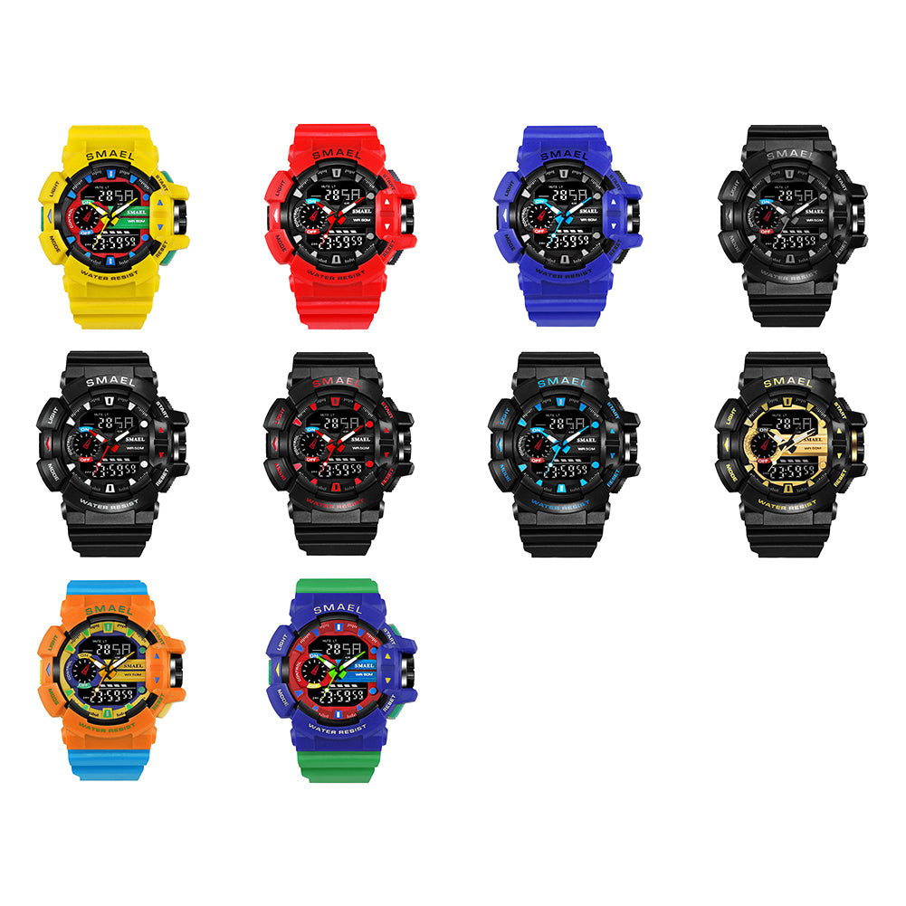 Fashion Men Sport Waterproof Shockproof Dual Display LED Digital Wrist Watch