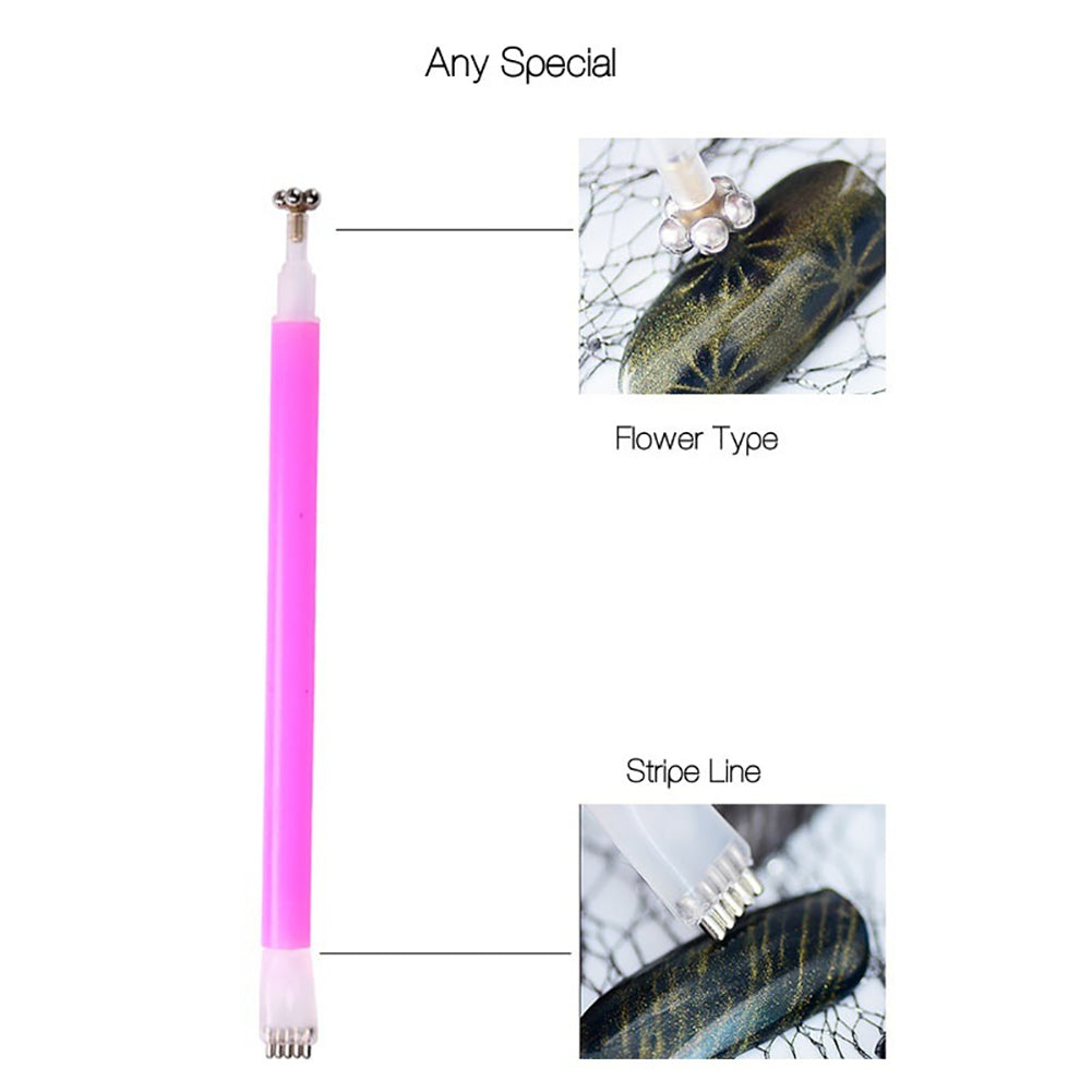 Nail Art Cat Eye Flower Stripe Magnetic Pen DIY 3D Polish UV Gel Manicure Tool