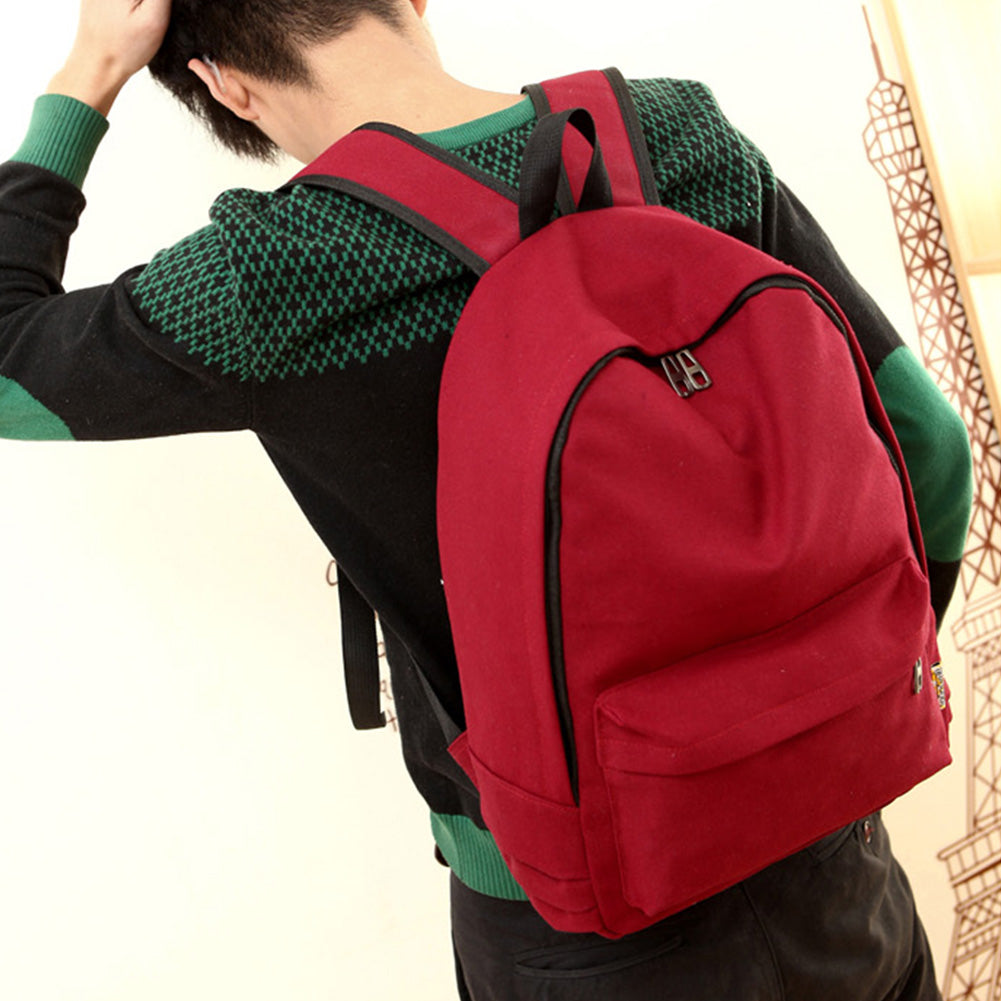 Simple Canvas Students Women Girl Backpack Rucksack School Shoulder Bag Bookbag