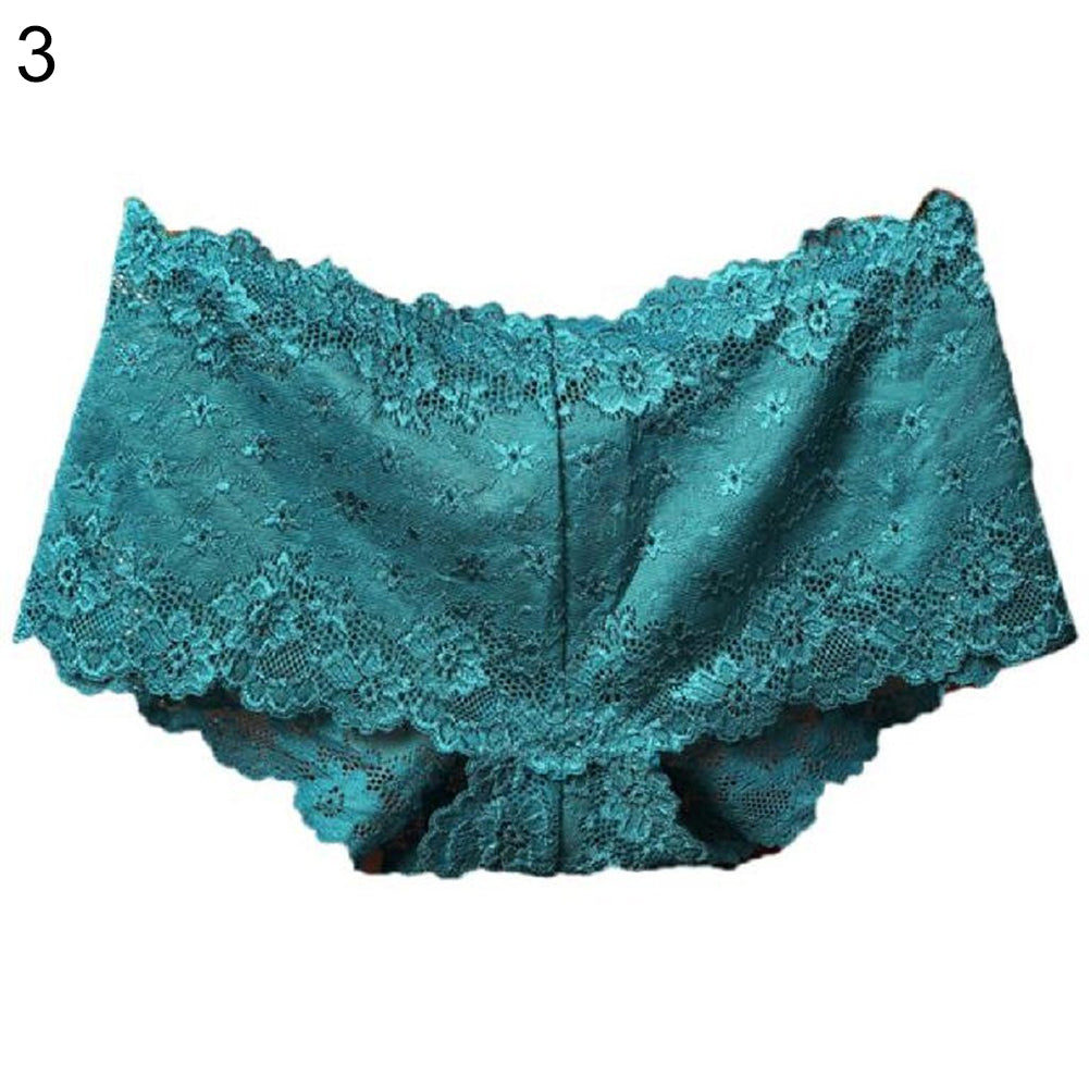 Women's Sexy Lace Low Waist See Through Hip Lifting Briefs Panties Underwear