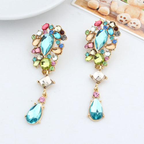 Women Luxury Multicolor Rhinestone Dangle Earrings