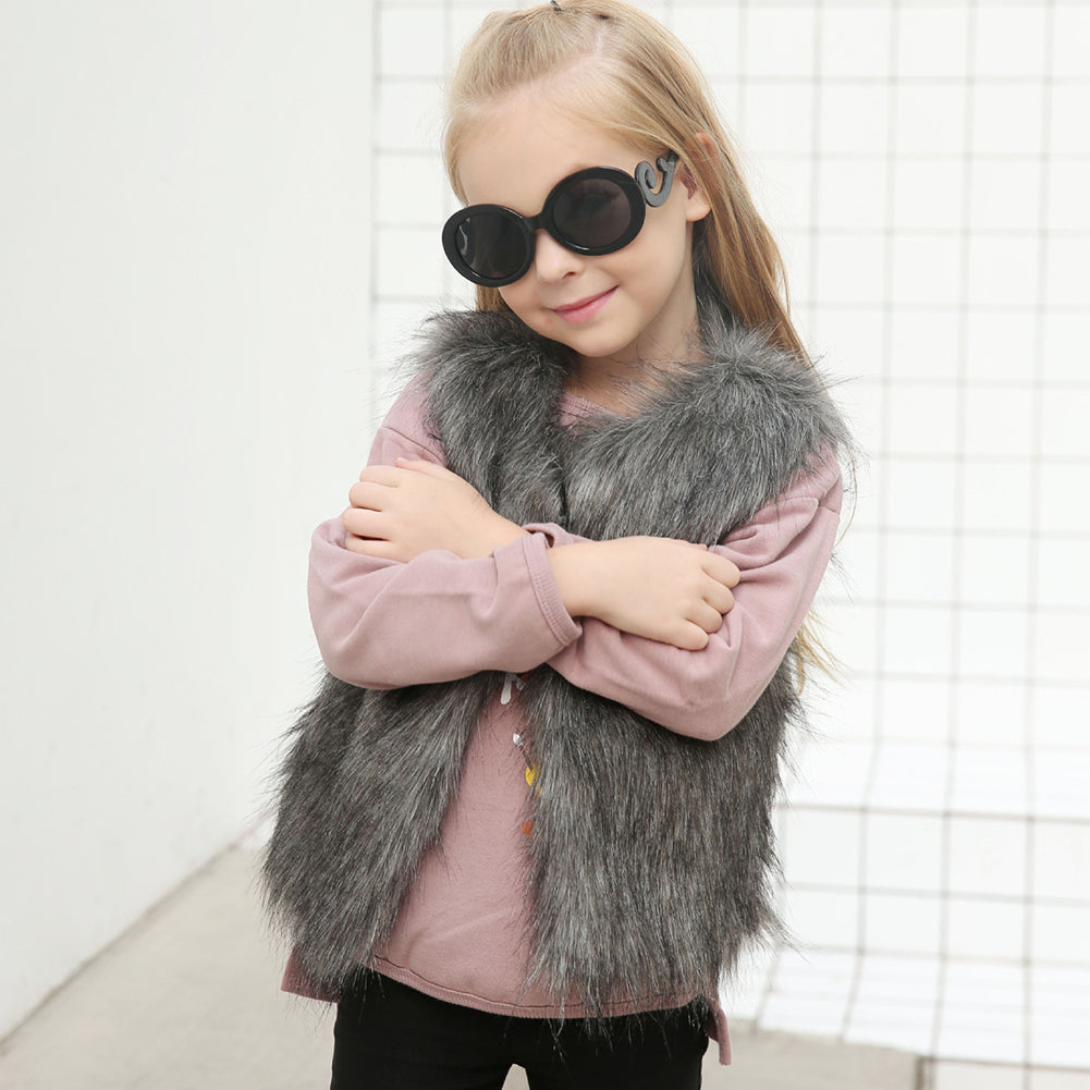 Children Kids Unisex Sleeveless Vest Winter Outwear Coat Faux Fur Baby Jacket