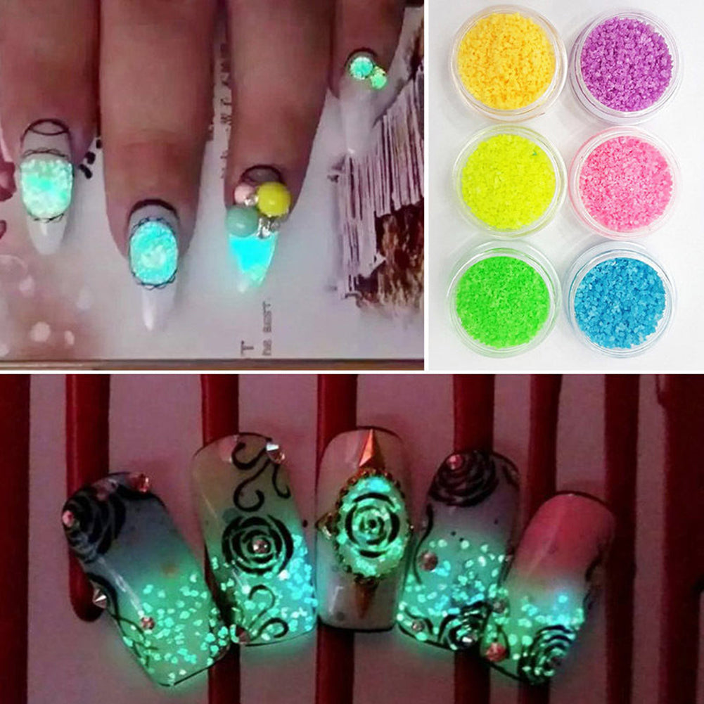 Glitter Beauty Nail Art Luminous Powder Sticker Acrylic Manicure Tips DIY Decor
